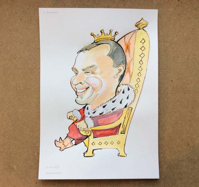 шарж директора компании на 23 февраля в Минске от шаржиста Мишеля, Михаила Шабалина