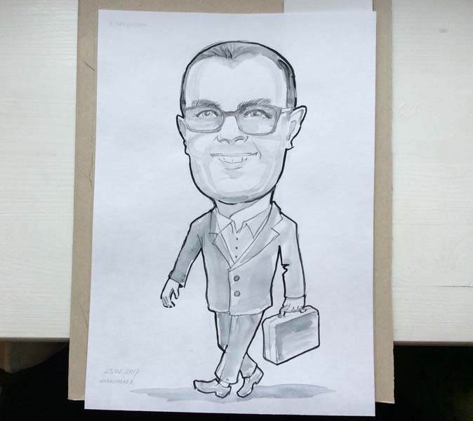 шарж начальника на 23 февраля в Минске от шаржиста Мишеля, Михаила Шабалина