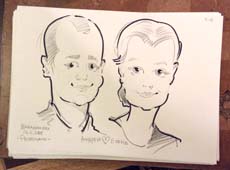 Шаржист.Шарж по фото Андрея и Елены на свадьбе в Минске и Калининграде