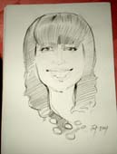 Шаржист на свадьбе.Шарж по фото девушки с улыбкой в Минске и Калининграде